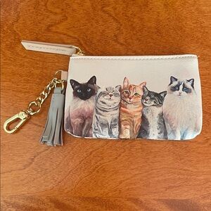 Chic Cat Print Wallet with Keychain